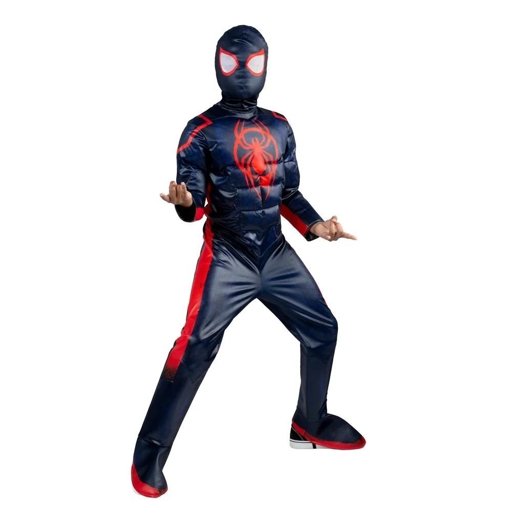 Kids Navy and Red Spider-Man miles morales Costume - Muscle Bodysuit with Mask